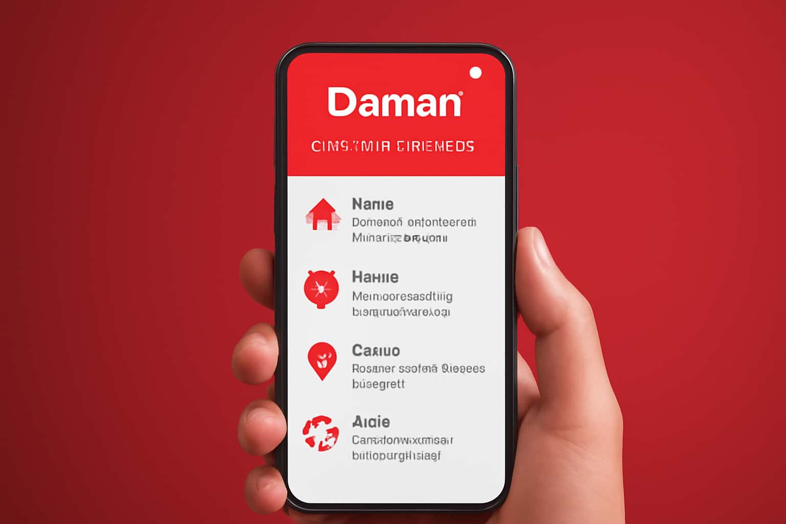 An informative scene illustrating the Daman App features overview.