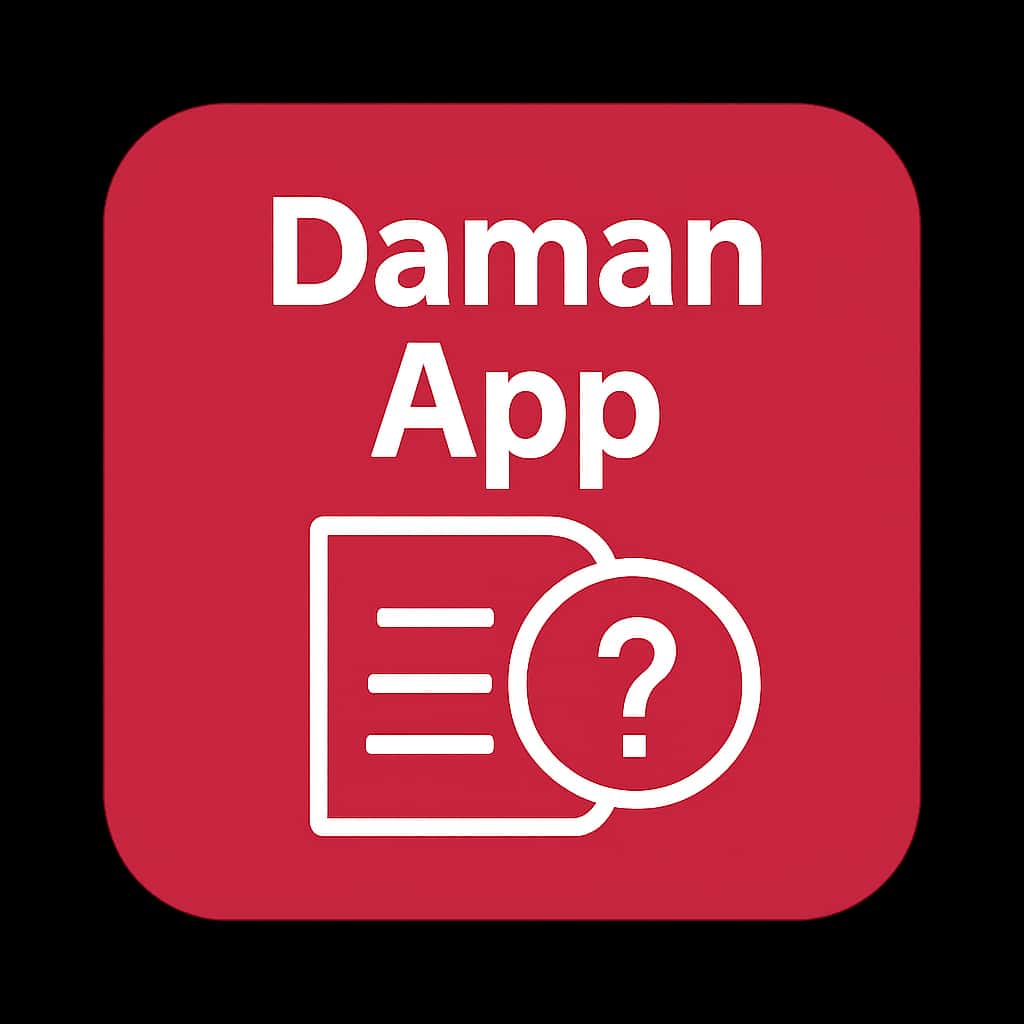 A badge representing the Daman App features overview.
