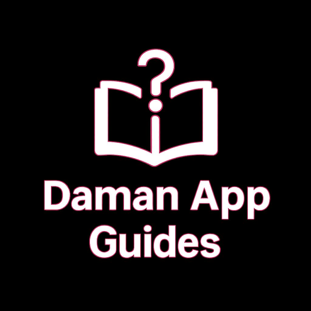 Minimal badge design for Daman App Guides.