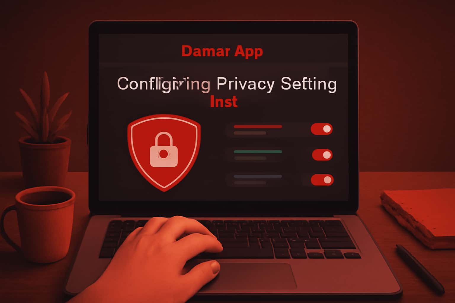 Illustration showing the Daman App logo with privacy settings icons.