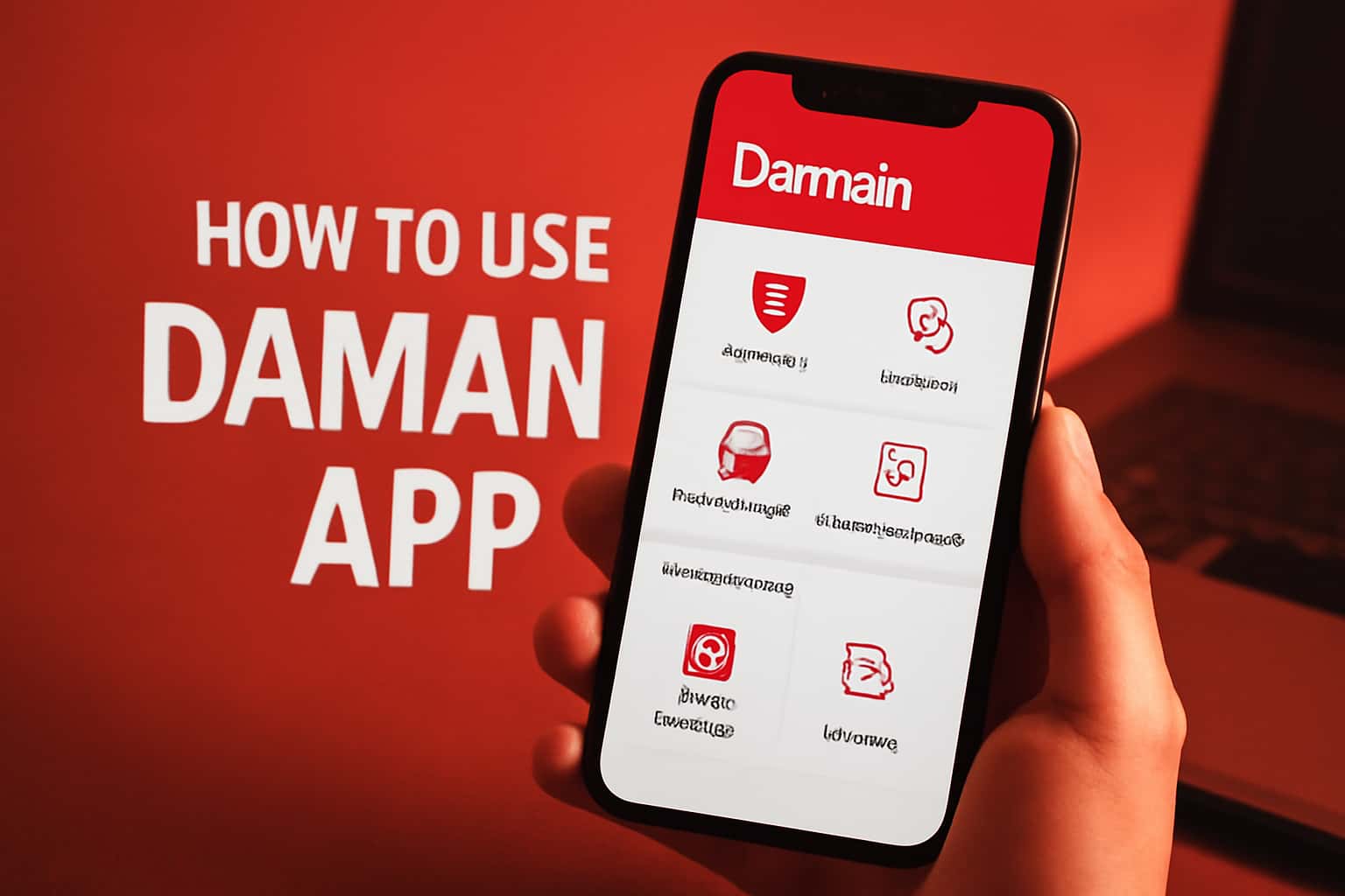 An informational scene illustrating the use of Daman App.