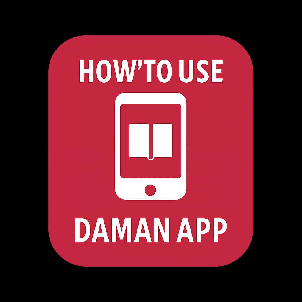 A minimalistic badge for Daman App guidance.