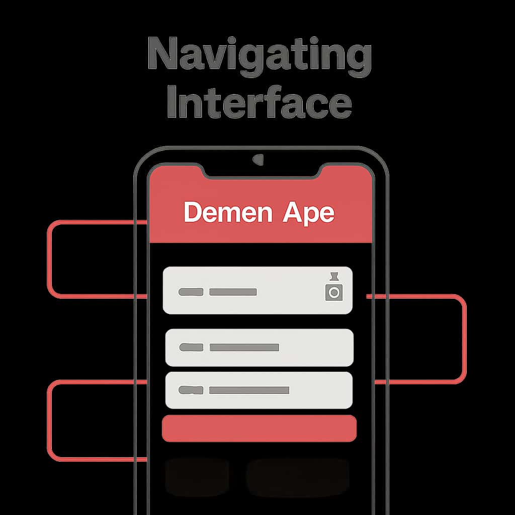 An educational diagram explaining navigation within the Daman App interface.