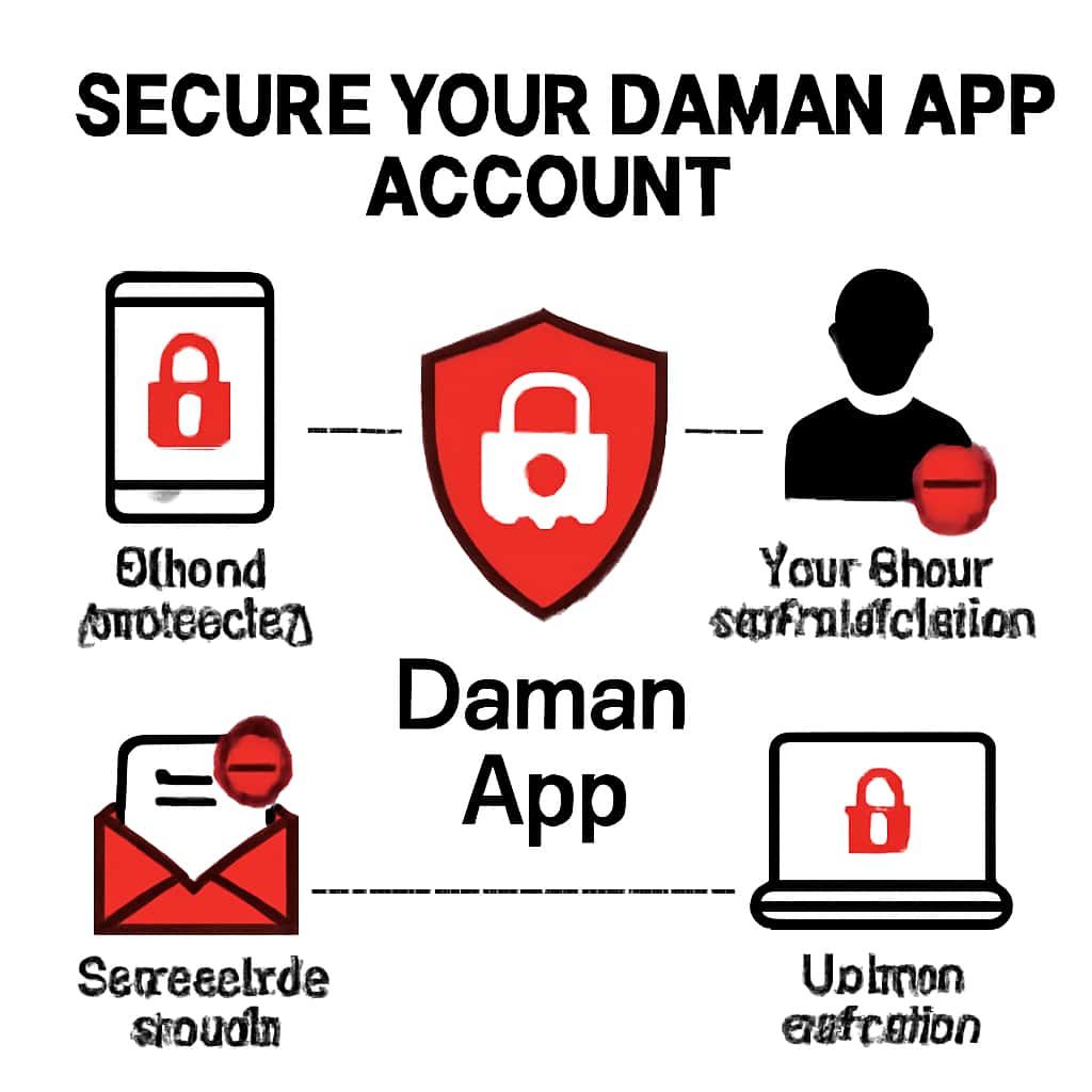 An educational diagram illustrating Daman App account security steps.
