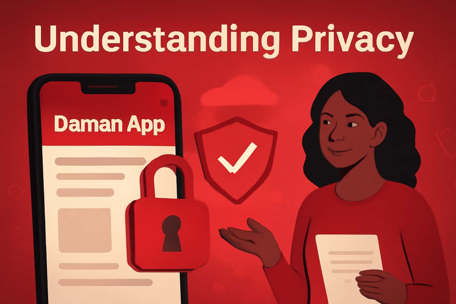 A visual representation of Daman App Privacy showing secure data management.